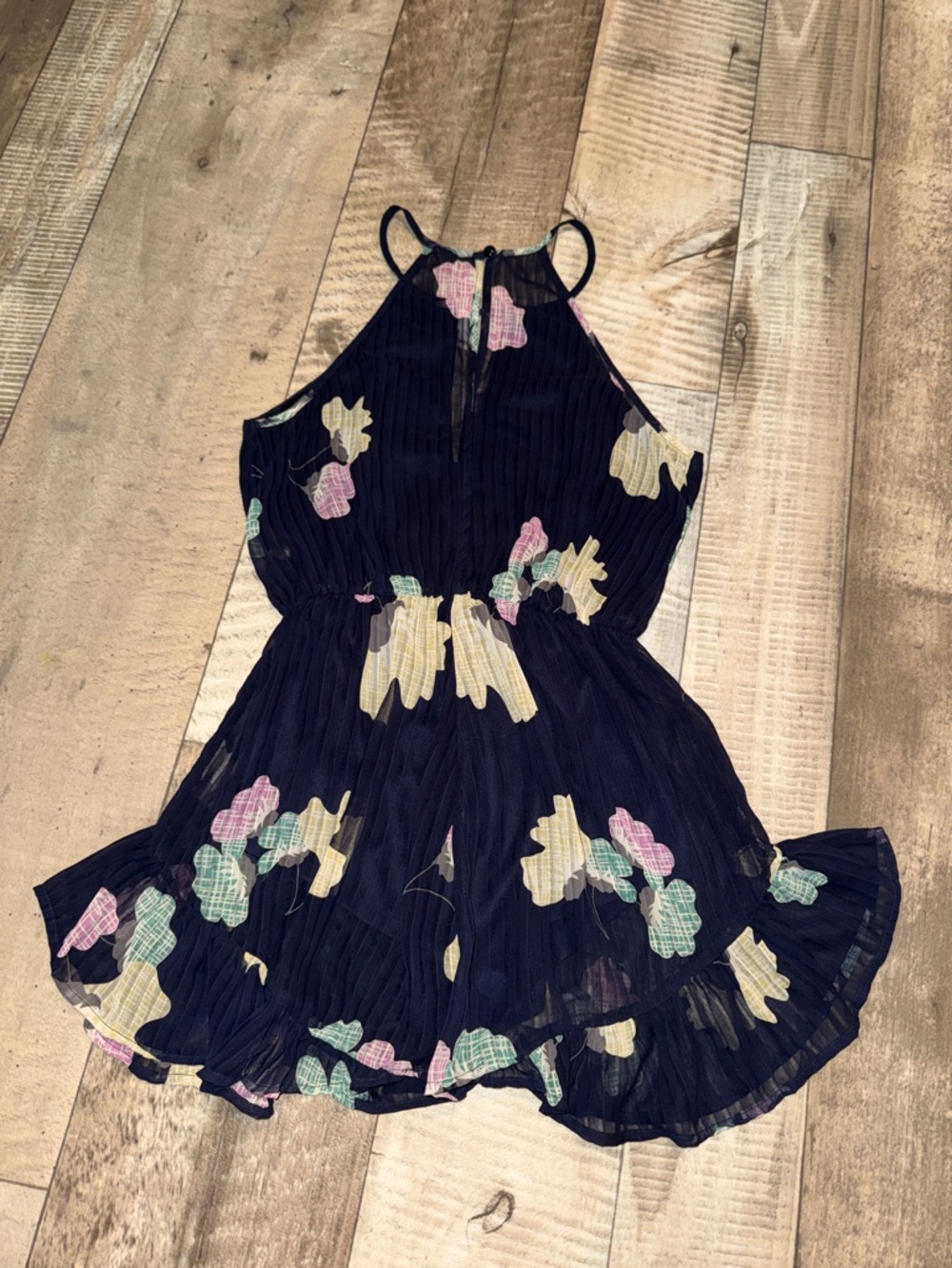 Girls' Navy Floral Halter Romper - Brand Unknown